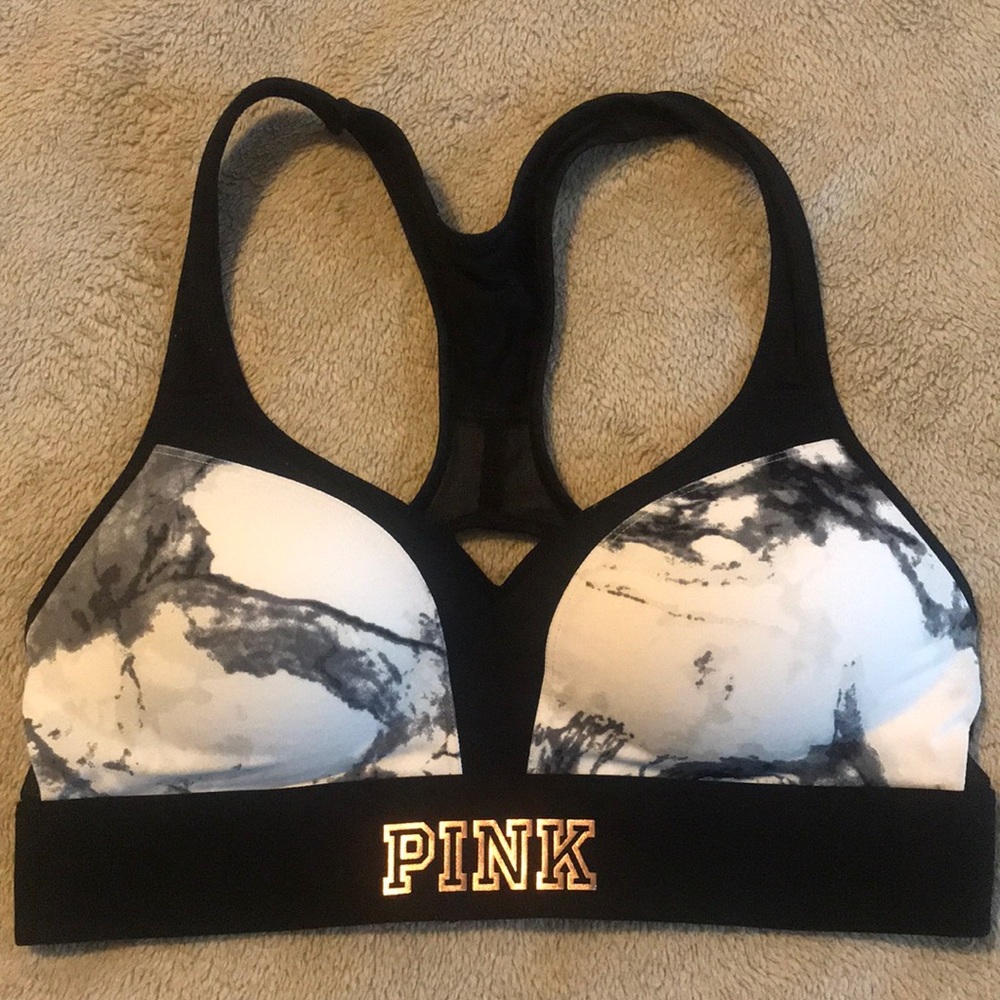 PINk- Xsmall- marble sports bra - NWT